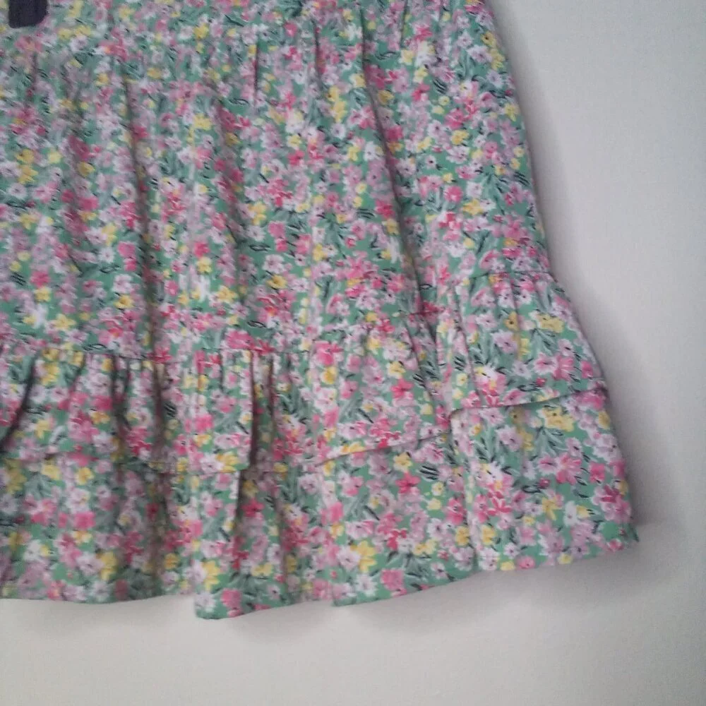 Umgee Skirt S Women Short Ruffle Pull On Elastic Back Waist Colorful Floral